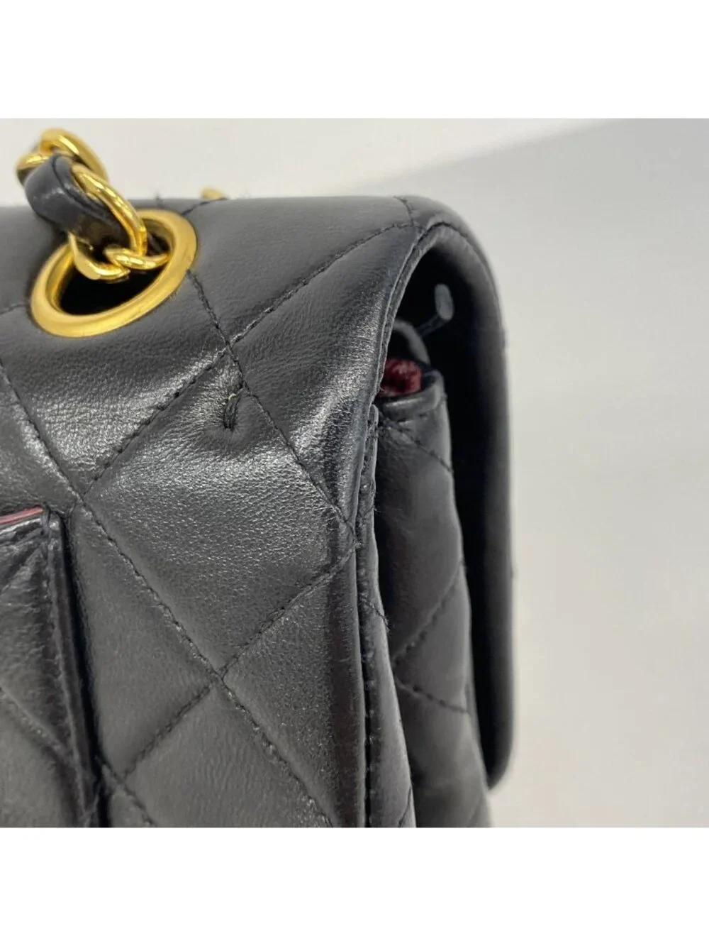 Chanel Shoulder Bag Quilted Lambskin Black Gold